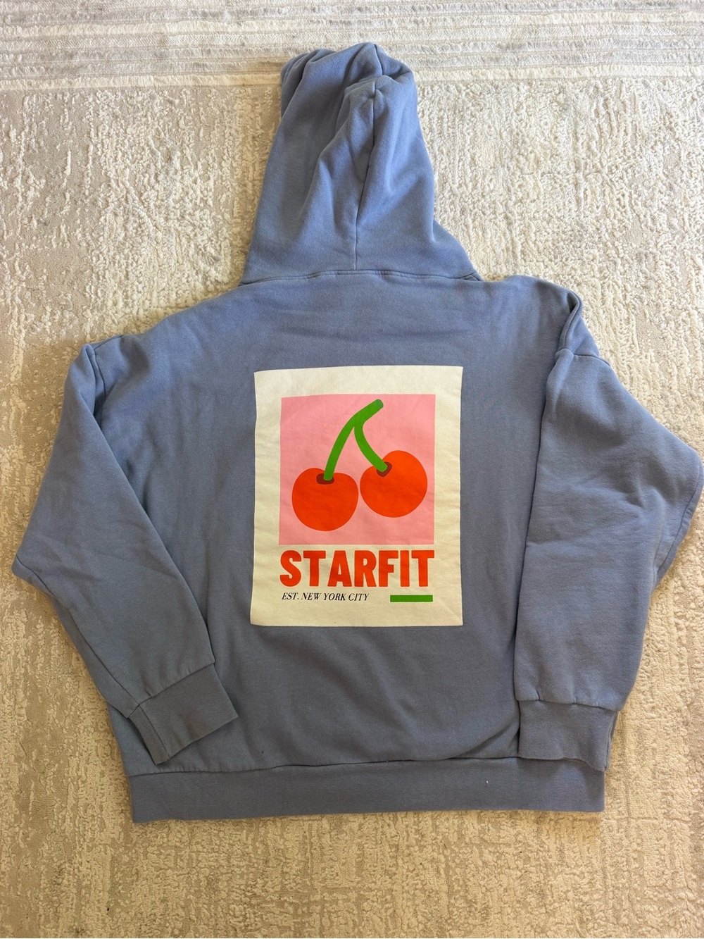 STARFIT Blue Hoodie with Cherry Graphic